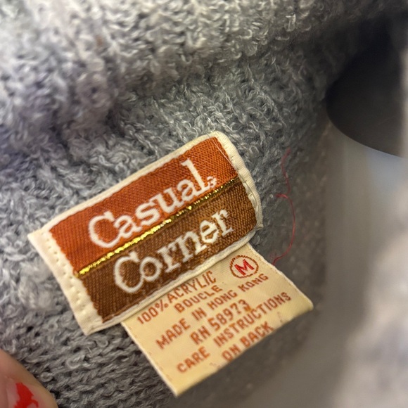 Vintage Casual Corner Medium Acrylic Cozy Gray Turtleneck Sweater Big Sleeves - Picture 3 of 8